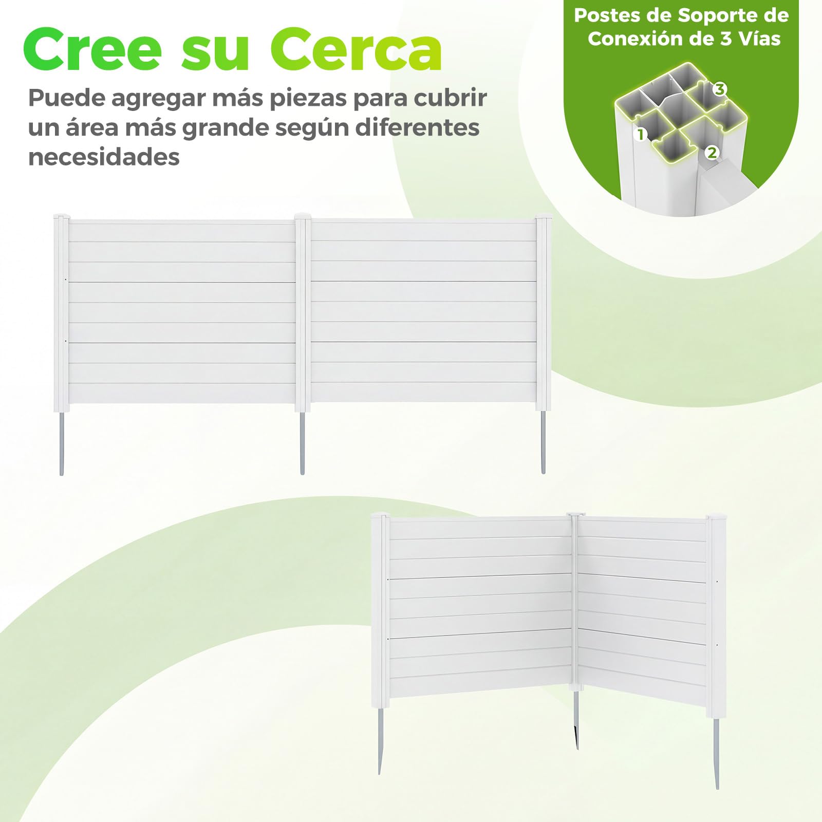 COSTWAY Vallas Jardin PP de 4 Paneles, 1220 x 95 mm, Valla de Ocultacidad | Pantallas de Privacidad con Estacas de Tierra para Aire Acondicionado y Cubo de Basura, Forma Recta o en L