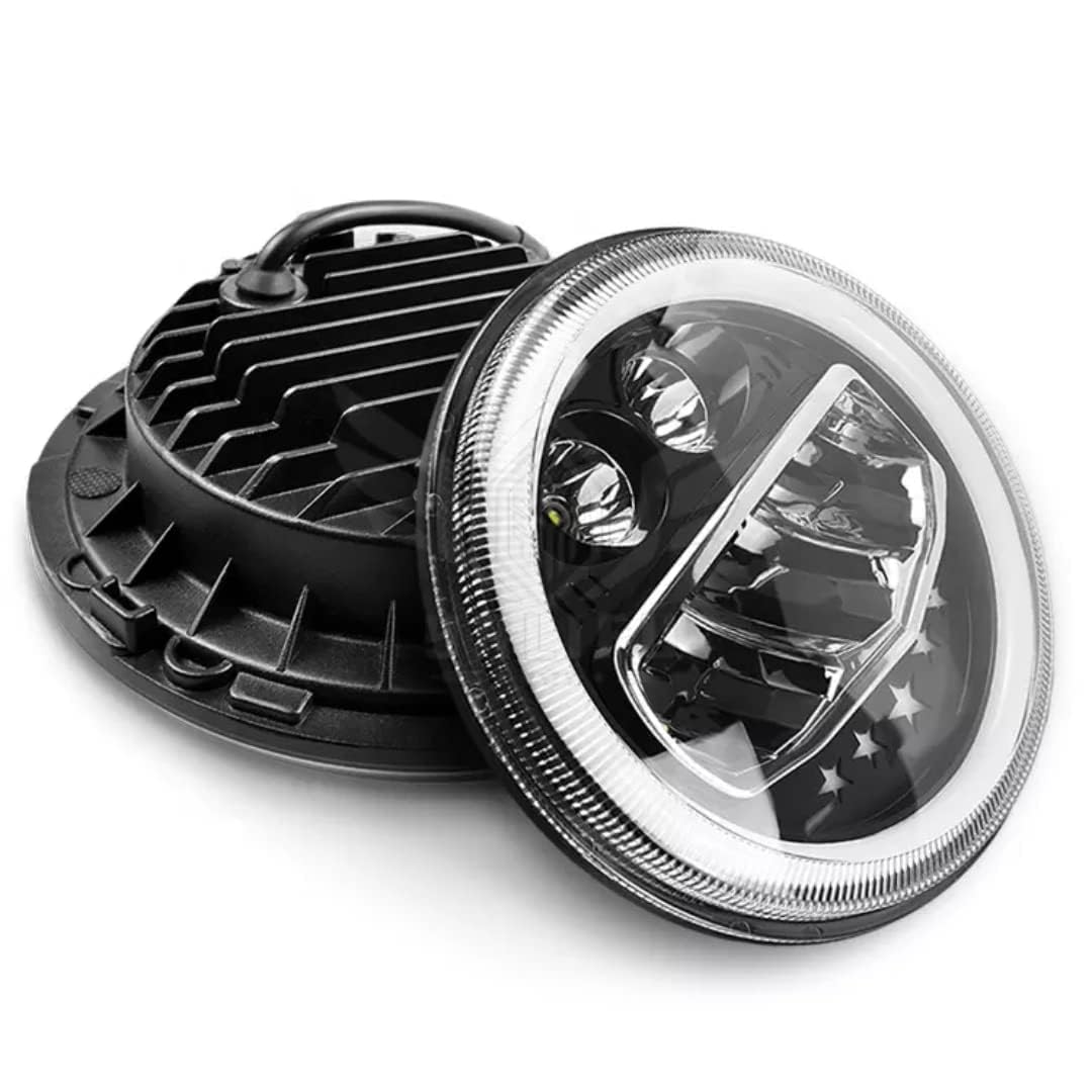 R.B.P Smart LED 7" Diamond-Cut Headlight | 75-110W Latest 2023 CREE LED H4 Plug & Play Compatible With Royal Enfield, Thar, Gypsy (5 Star Headlight)-image-31