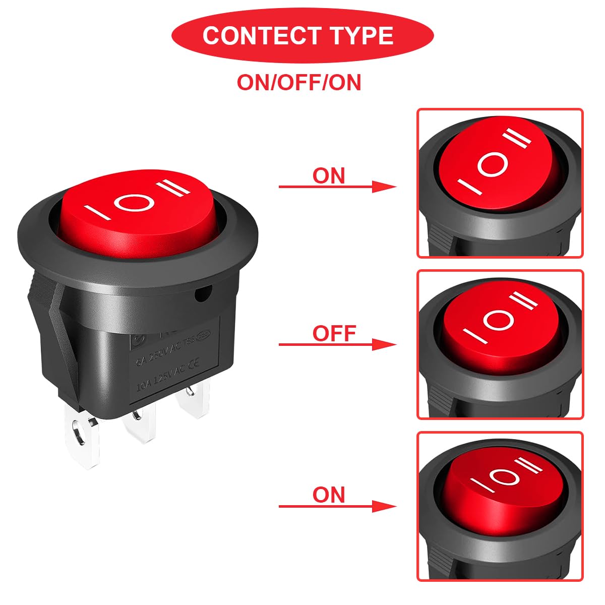 12v MKBKLLJY 16Pcs Round Rocker Switch 12V DC On Off Switch