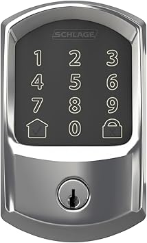 Schlage Encode Smart Wi-Fi Deadbolt Lock with Touchscreen Keypad, Keyless Front Door Entry, App Control, Alexa, Google Home and Airbnb Compatible, Bright Chrome, BE489WB GRW 625