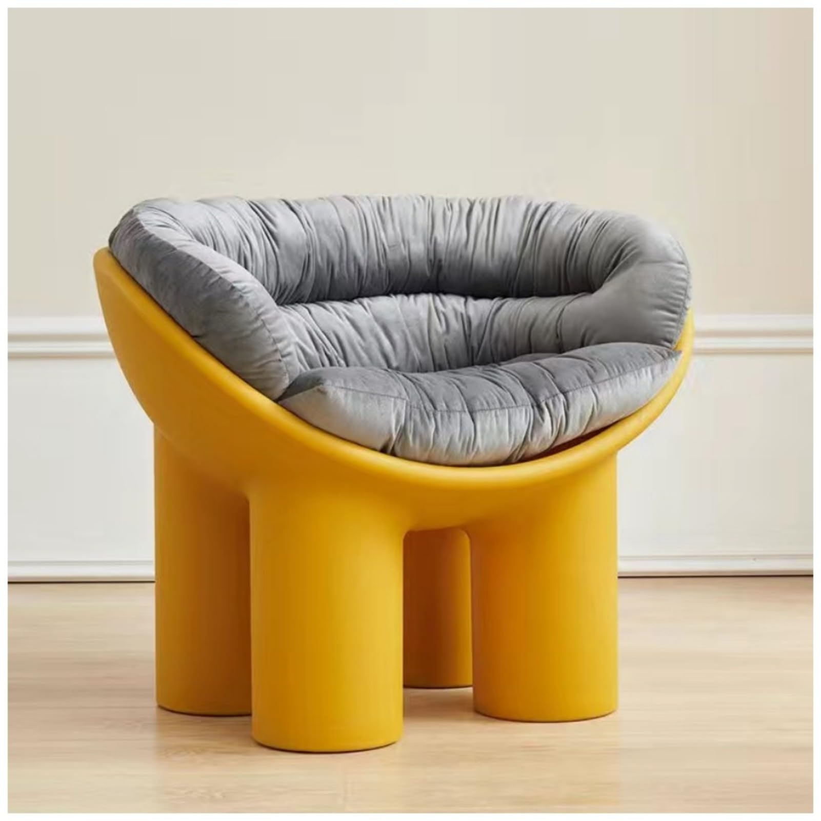 Divano a gambe di elefante, con cuscino in peluche, moderna, per soggiorno, camera da letto, balcone, ufficio, comoda poltrona per adulti e bambini (giallo scuro, 84 cm con cuscino)
