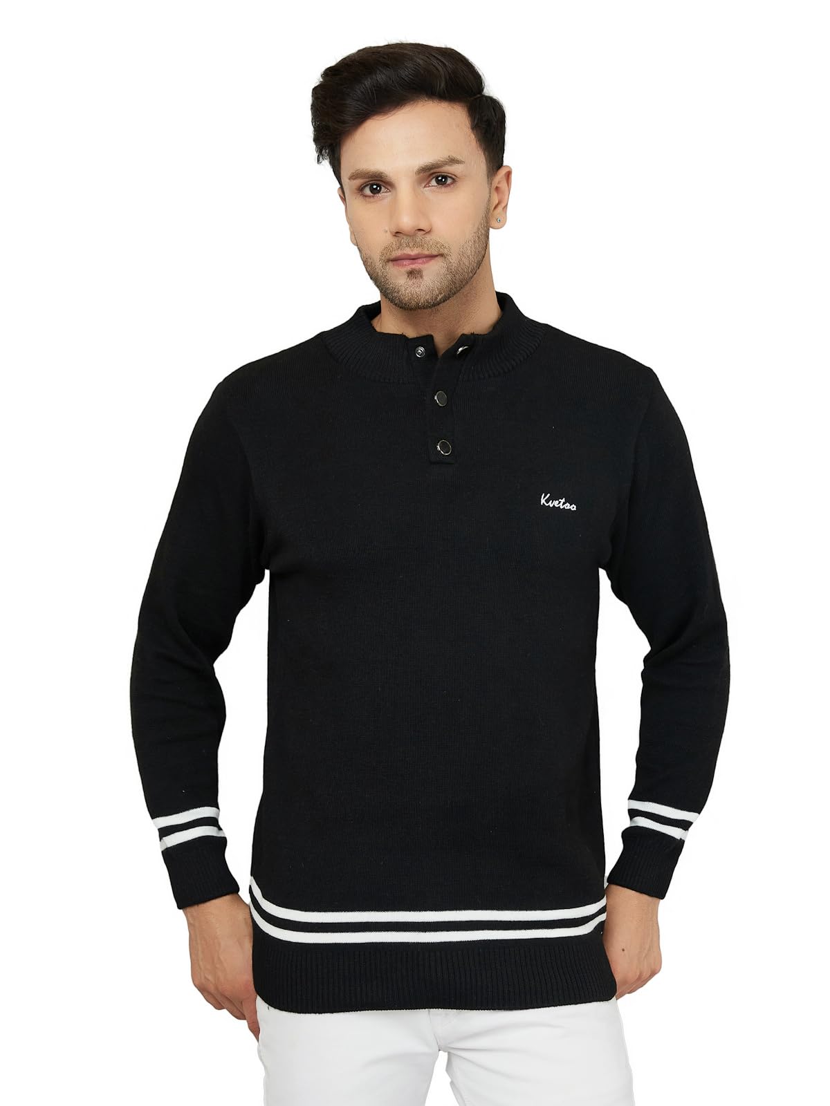 kvetoo Men High Neck Full Sleeve Winter Woolen Button Sweater-picture-42