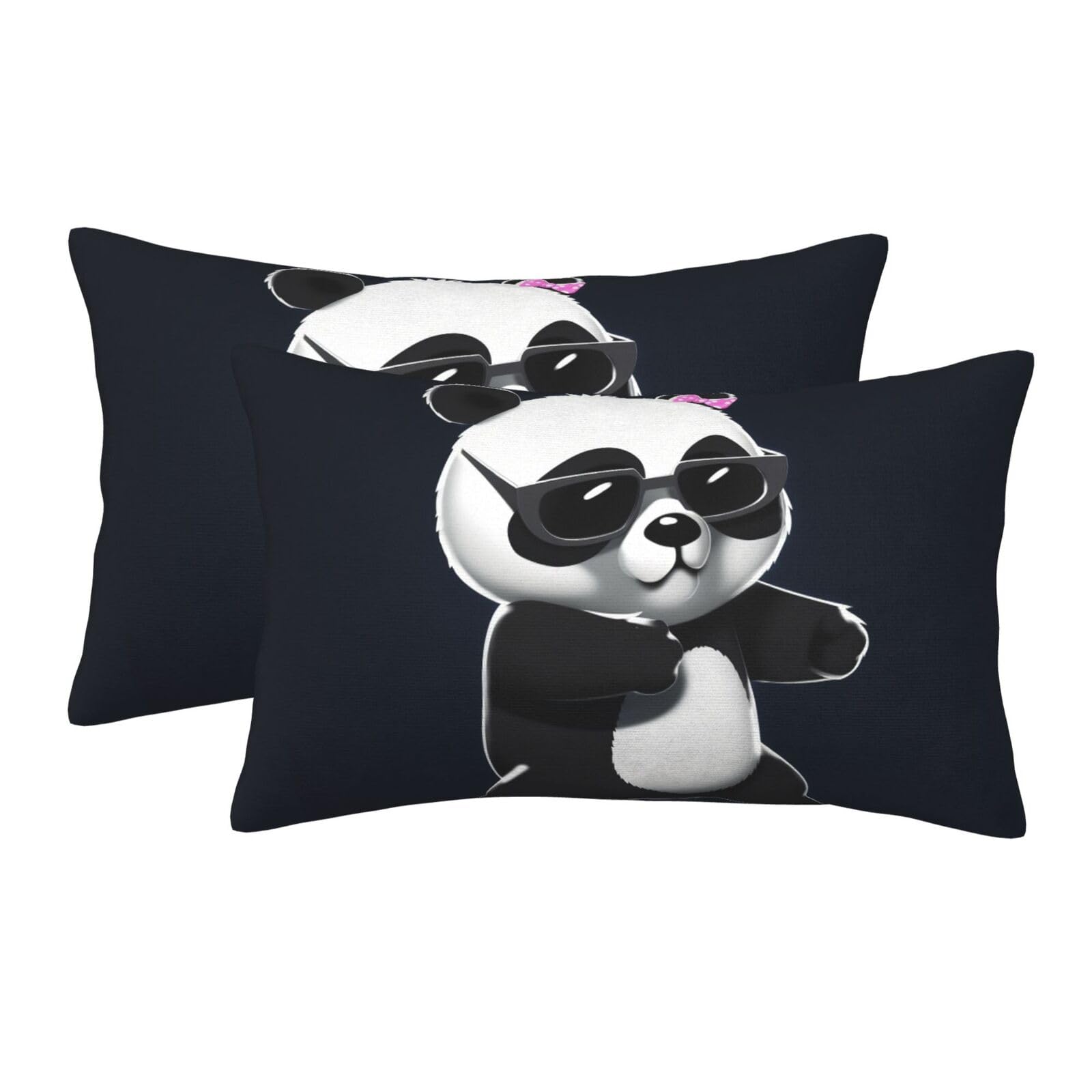 2 Pack Pillow Cases with Hidden Zipper, Soft Breathable Pillow Covers for Hair and Skin, Cool Panda Pillowcases 20"x30" Bed Pillow Protectors Cover for Sleeping Gifts