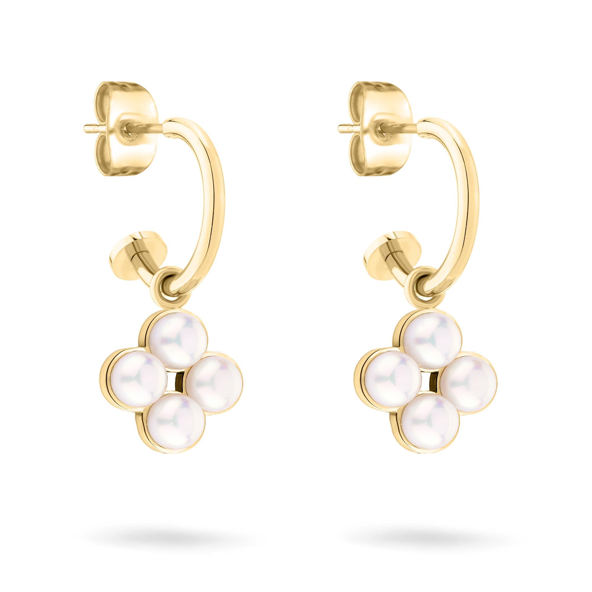 Orecchini 1 Perla Diaspro Rosa Giallo 8 MM IN Acciaio Inossidabile