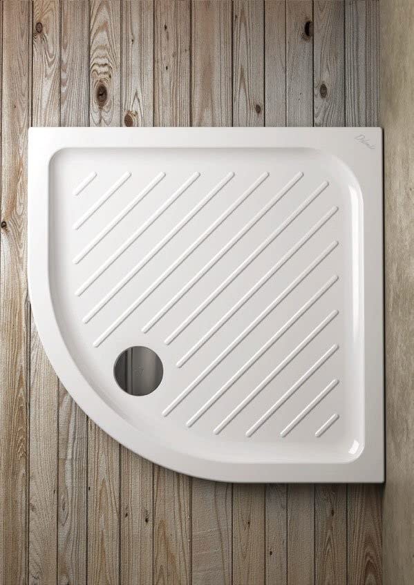 Piatto doccia angolare 80x80 cm in ceramica Bianco lucido serie Atlanta - Bianco