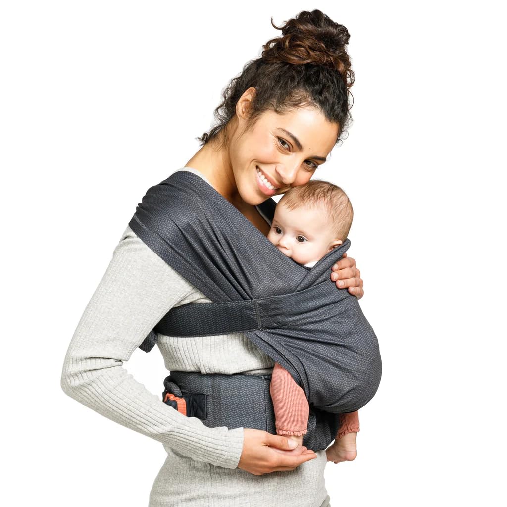 Infantino - Hybrid-Tragetuch Babytrage Hug & Cuddle - Hybrid tragetuch baby neugeboren - Gepolsterte Privatsphäreabdeckung - Integrierte Aufbewahrungstasche - Für Babys von 3,2 bis 11,8kg - Dunkelgrau