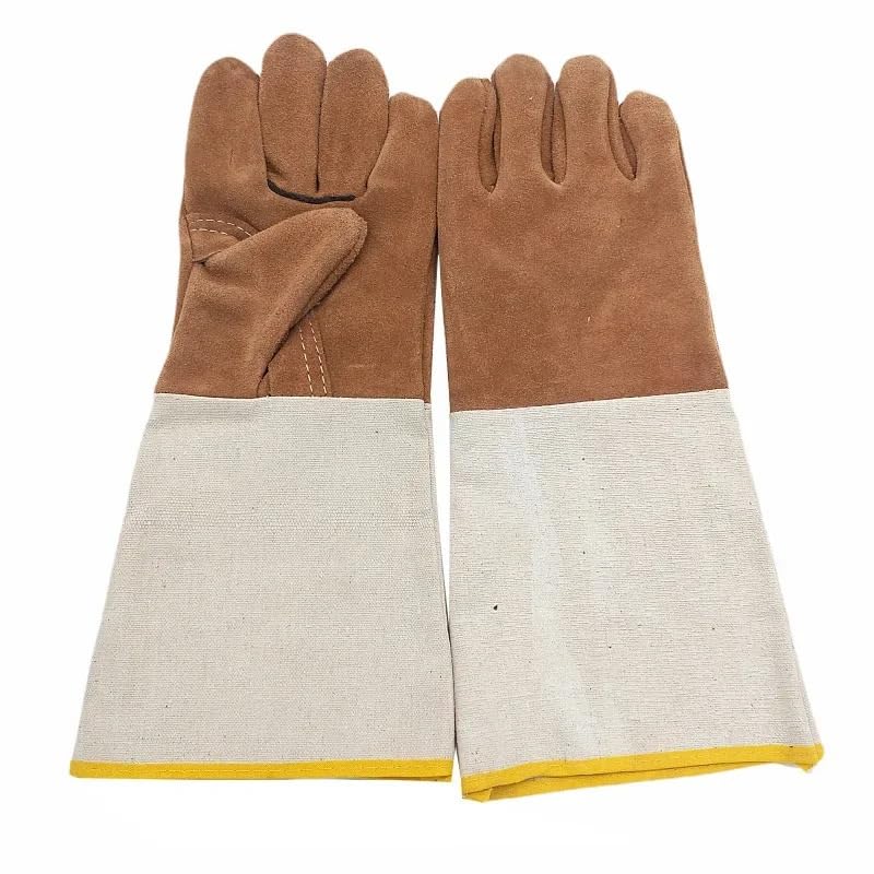 Guantes de soldador resistentes al desgaste con manga de lona protectora 3