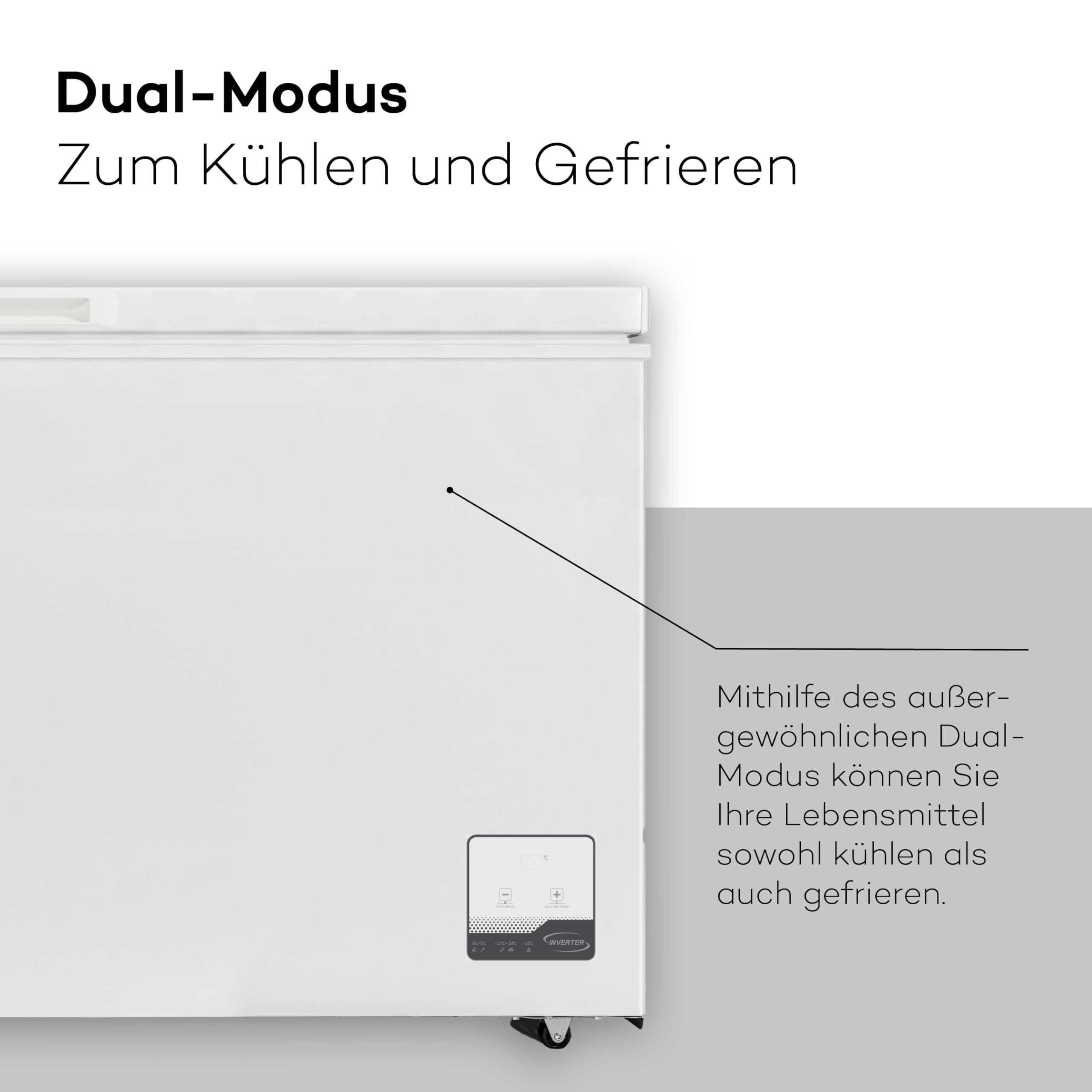 SCHOEPF – GT400S Gefriertruhe 400 L – Weiß – 83,5 x 136,5 x 73,5 cm – Dual Modus – Schnellgefrieren – 41 dB – 263 kWh/Jahr – 4-Sterne-Kennzeichnung – Freistehend