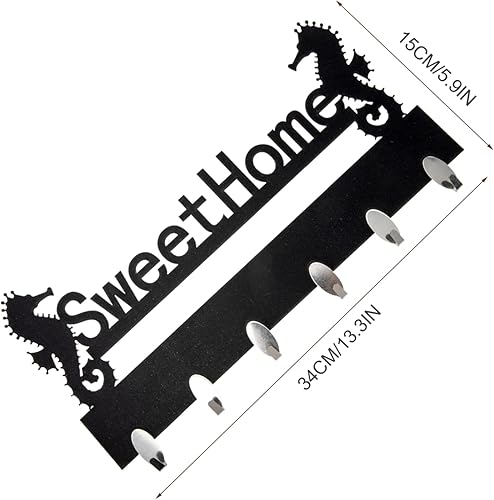 Miniatura 4 de PRETYZOOM 5pcs Seahorse Hook Rustic Wall Hook Towel Hooks Wall Hanger Rustic Coat Hooks Retro Keychain Key Hooks Sea Animals Storage Shelves Bedroom