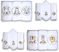 Kit 12 Fraldas De Pano Bordadas (6 De Ombro E 6 De Boca) (SAFARI)
