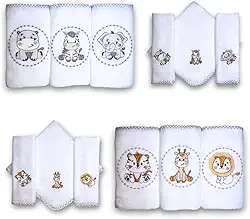 Kit 12 Fraldas De Pano Bordadas (6 De Ombro E 6 De Boca) (SAFARI)