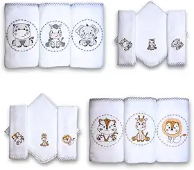 Kit 12 Fraldas De Pano Bordadas (6 De Ombro E 6 De Boca) (SAFARI)