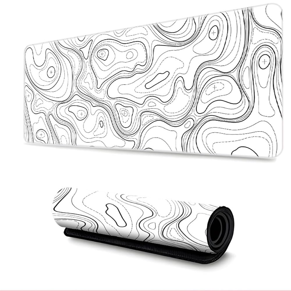 Large Gaming Mouse Pad Washable Desk Mat with HD Printing Anti Slip Base for Keyboard Computer Laptop Office Home Work (White 4, 600x1200mm)