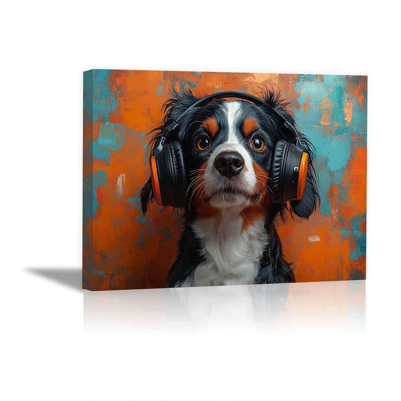 WIKEO Africa Animales Cuadro En Lienzo Impresión Cartel divertido de música animal Fotos para Salon, Baño,Comedor Poster Cuadro Habitacion Infantil Regalo（Naranja-50x70cm Enmarcado