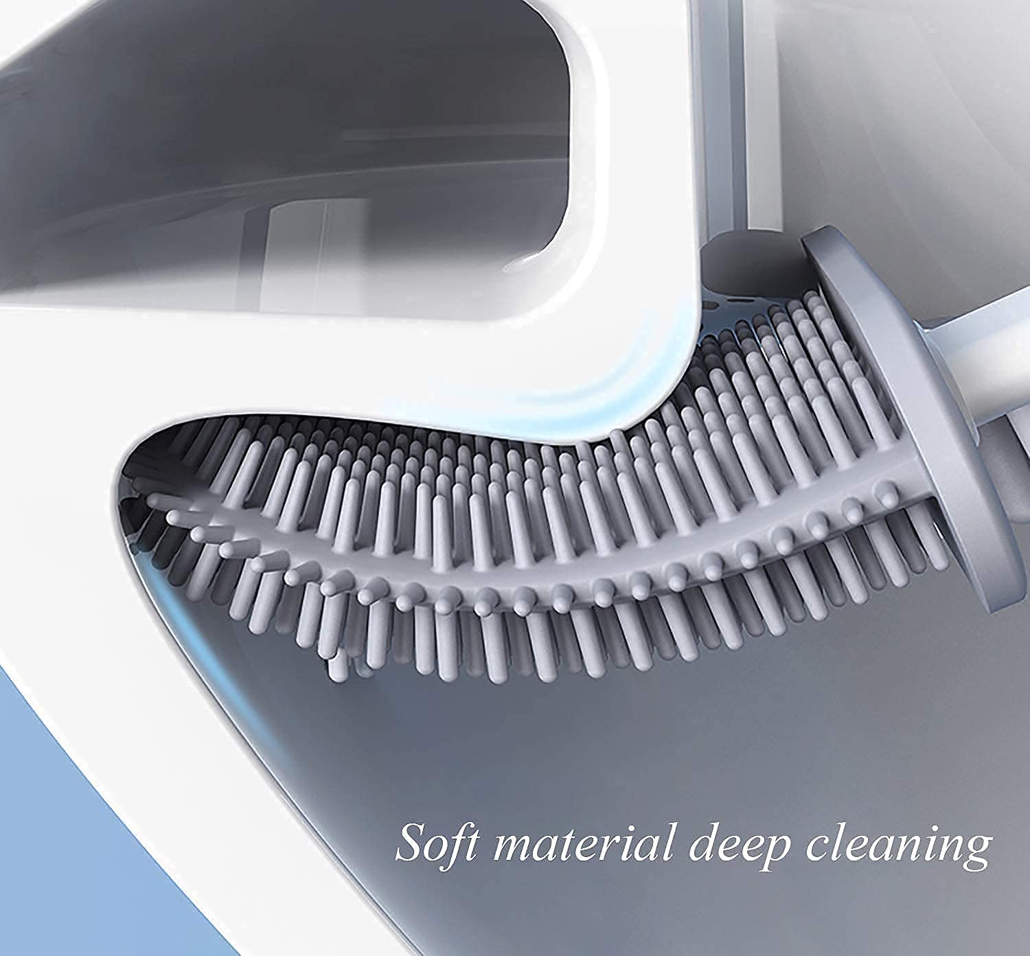 Qureza Silicon Toilet Brush with Slim Holder Flex Toilet Brush Anti-drip Set Toilet Bowl Cleaner Brush, No-Slip Long Handle Soft Silicone Bristle Clean Toilet Corner Easily 2