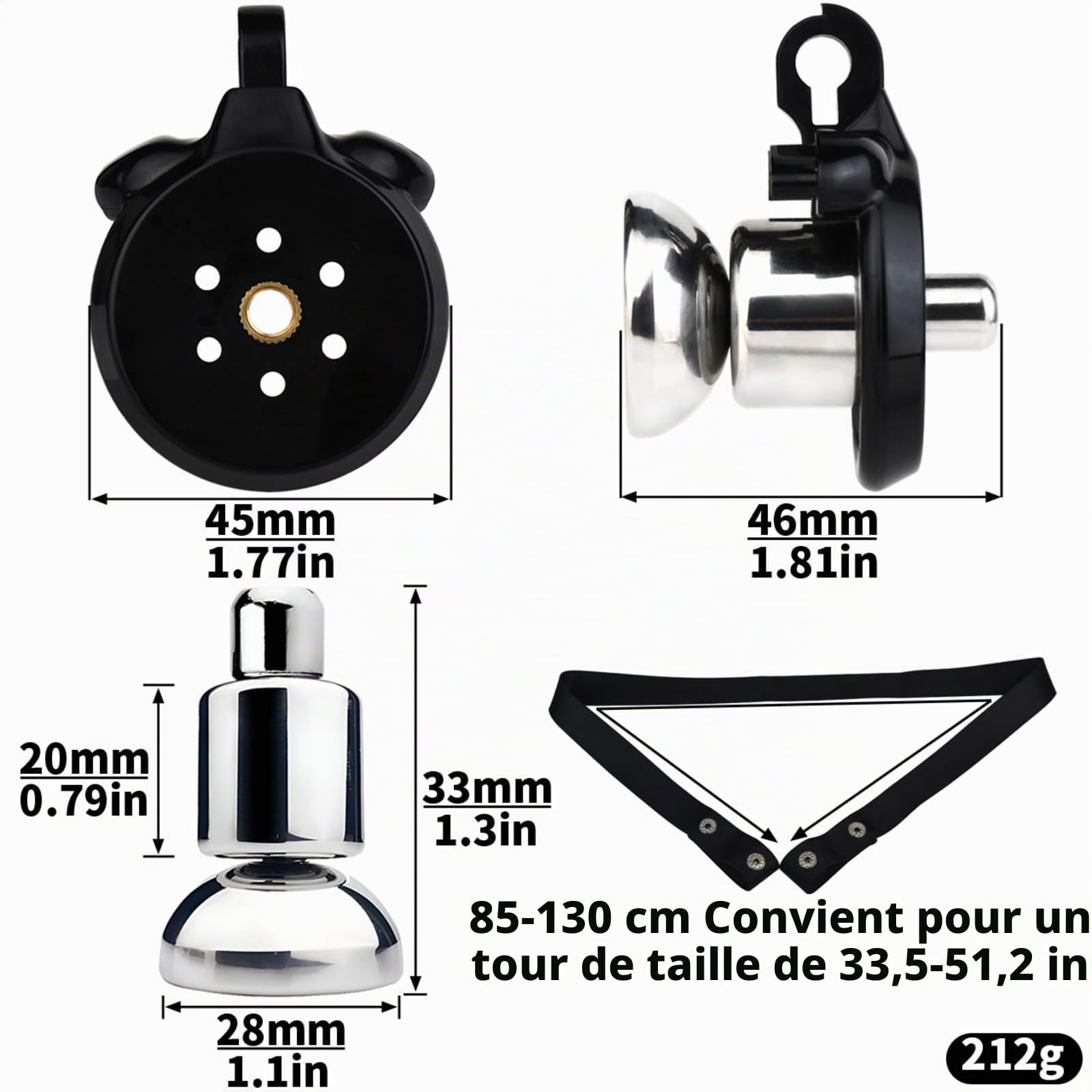 Cage de Chasteté Inversée Cage Chastetée avec Prte Urinoir et 4 Anneaux Différents Ceintures de Chasteté avec Serrure Invisible et Ceinture pour Restreindre le Pénis d'un Homme Sex Toys (B,Black)