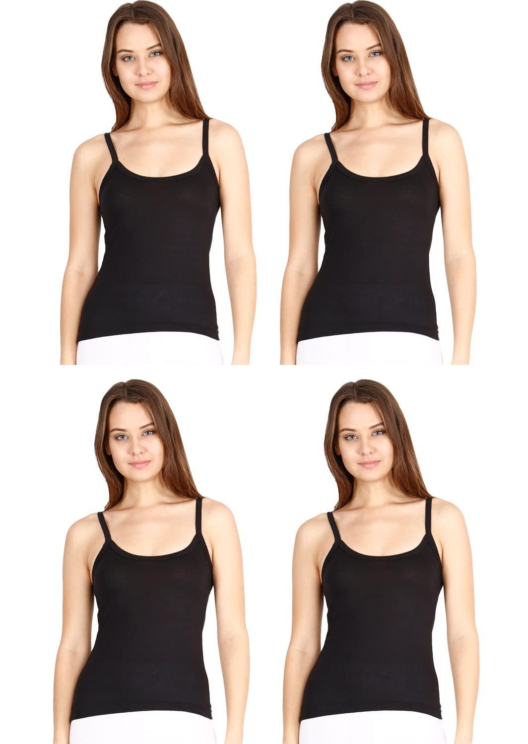 Cotton Plain/Solid Women Slips/Camisole - Pack of 4 (Cozi-for-Her-Slips-Black-90)-image-45