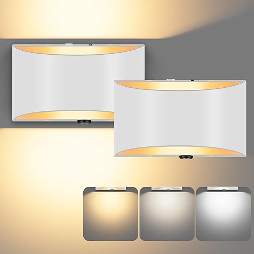 Aiilsmp Juego de dos apliques de pared  Moderno LED de aluminio para pared, luces arriba y abajo, apliques de pared para interiores, regulables,