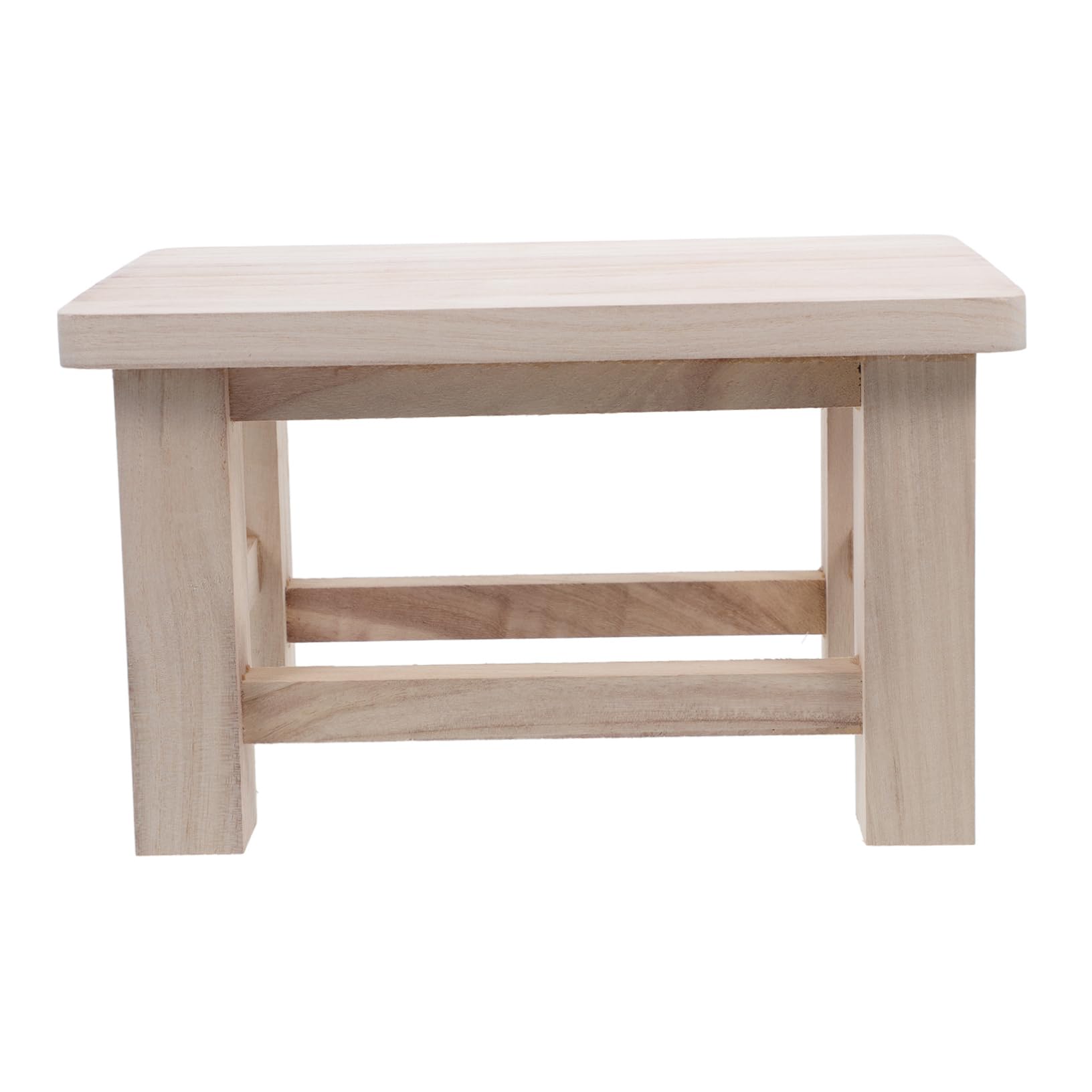 Taburete Banco Beige Pequeño para Cambiar Zapatos de Madera Maciza y Superficie Lisa Bordes Redondeados Adecuado para Uso Hogar