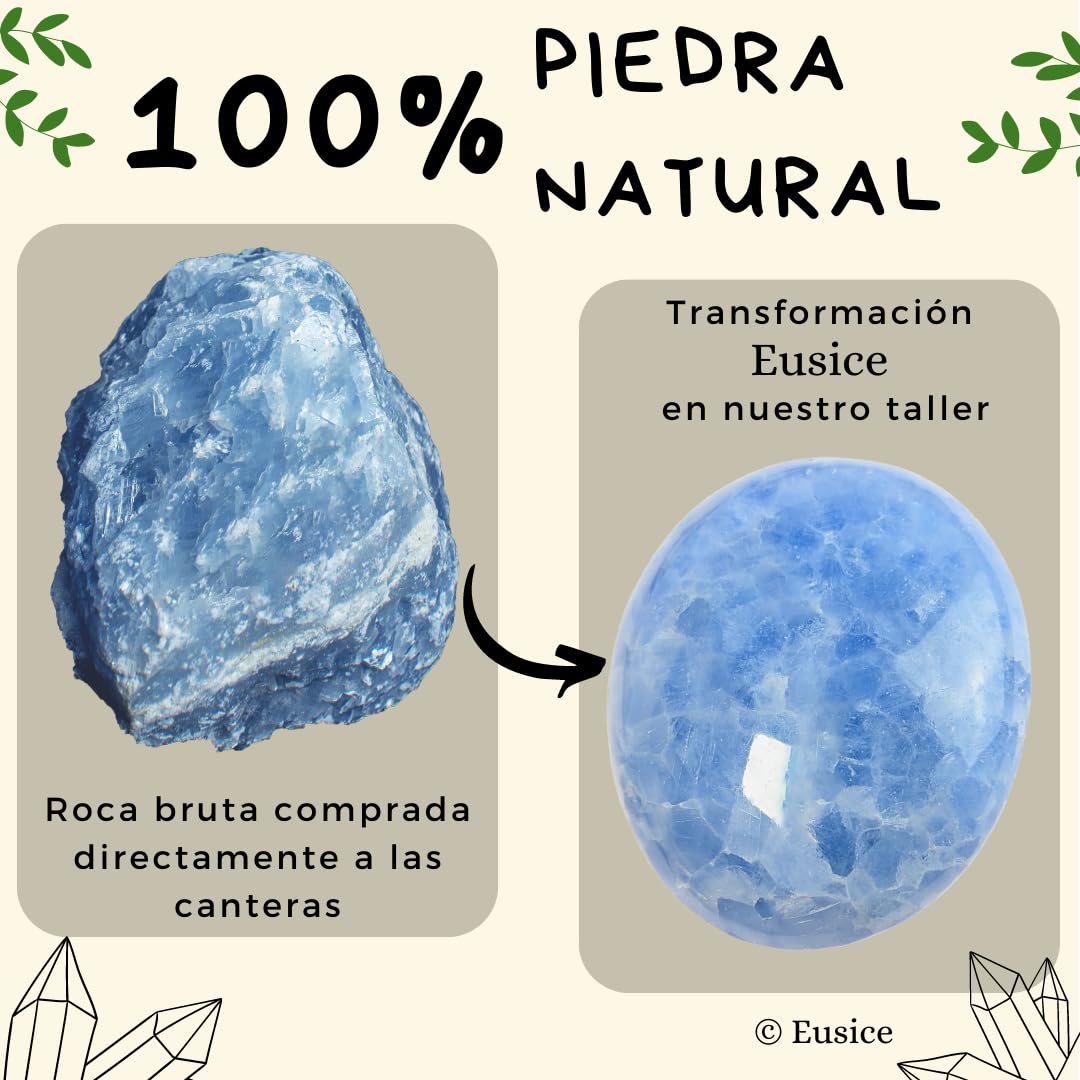 EUSICE - Ágata en Banda Piedra Natural de Madagascar, Piedra de Palma Calmante y Antiestrés, 100% Artesanal y Hecho a Mano, Cristal Ético para Litoterapia, Bienestar, Meditación y Yoga — view 4