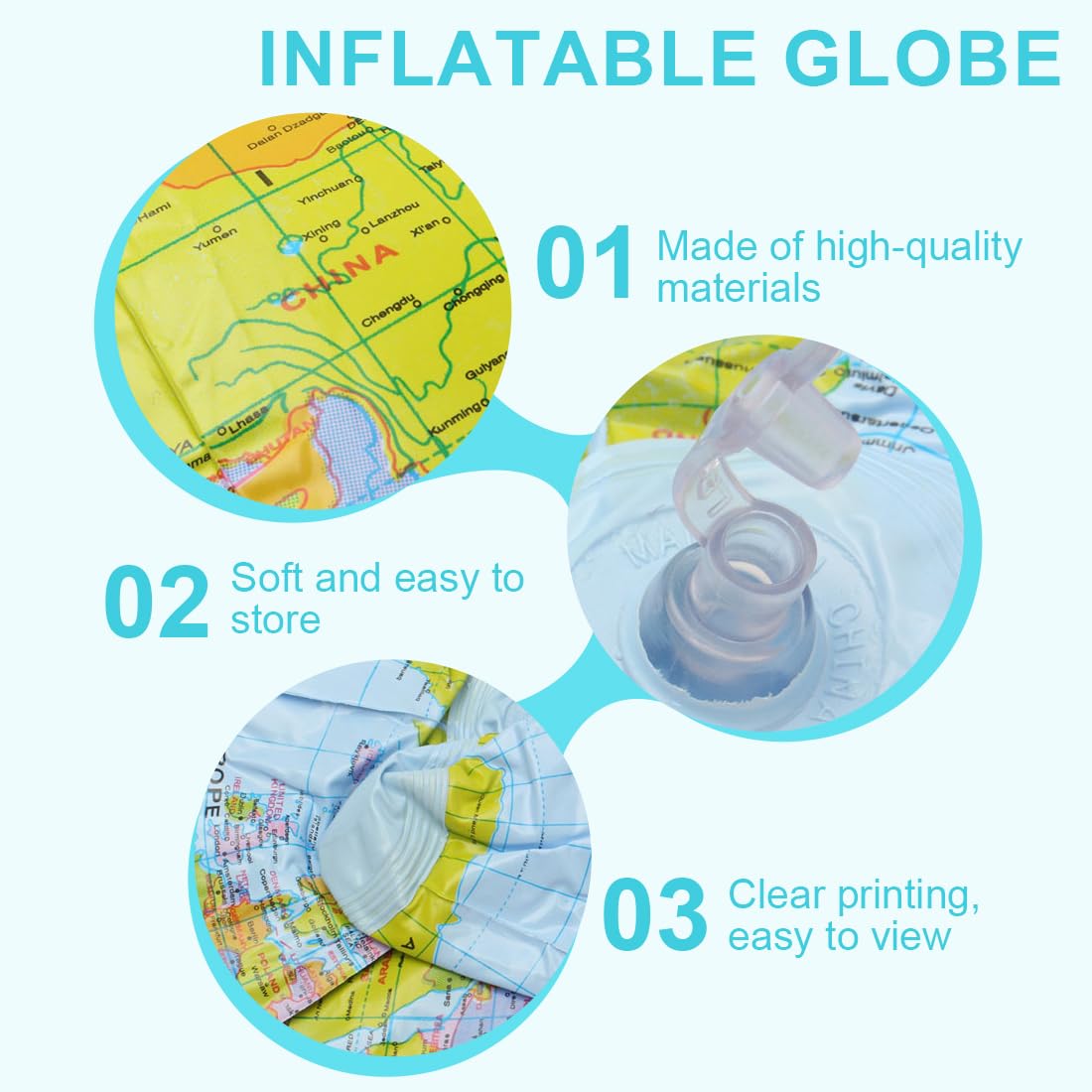 1 Pcs Globos inflables Bolas de Globo Mundial de PVC Globo del Mundo bálsamos de Playa de Tierra para la Playa la Escuela(16 Pulgadas Antes de inflarse 12 Pulgadas después de inflarse)