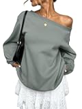 EasyGala Womens Fleece Lined Sweatshirt Off Shoulder Long Sleeve Pullover Top Oversized Shirt Basic Slouchy Clothes 2026