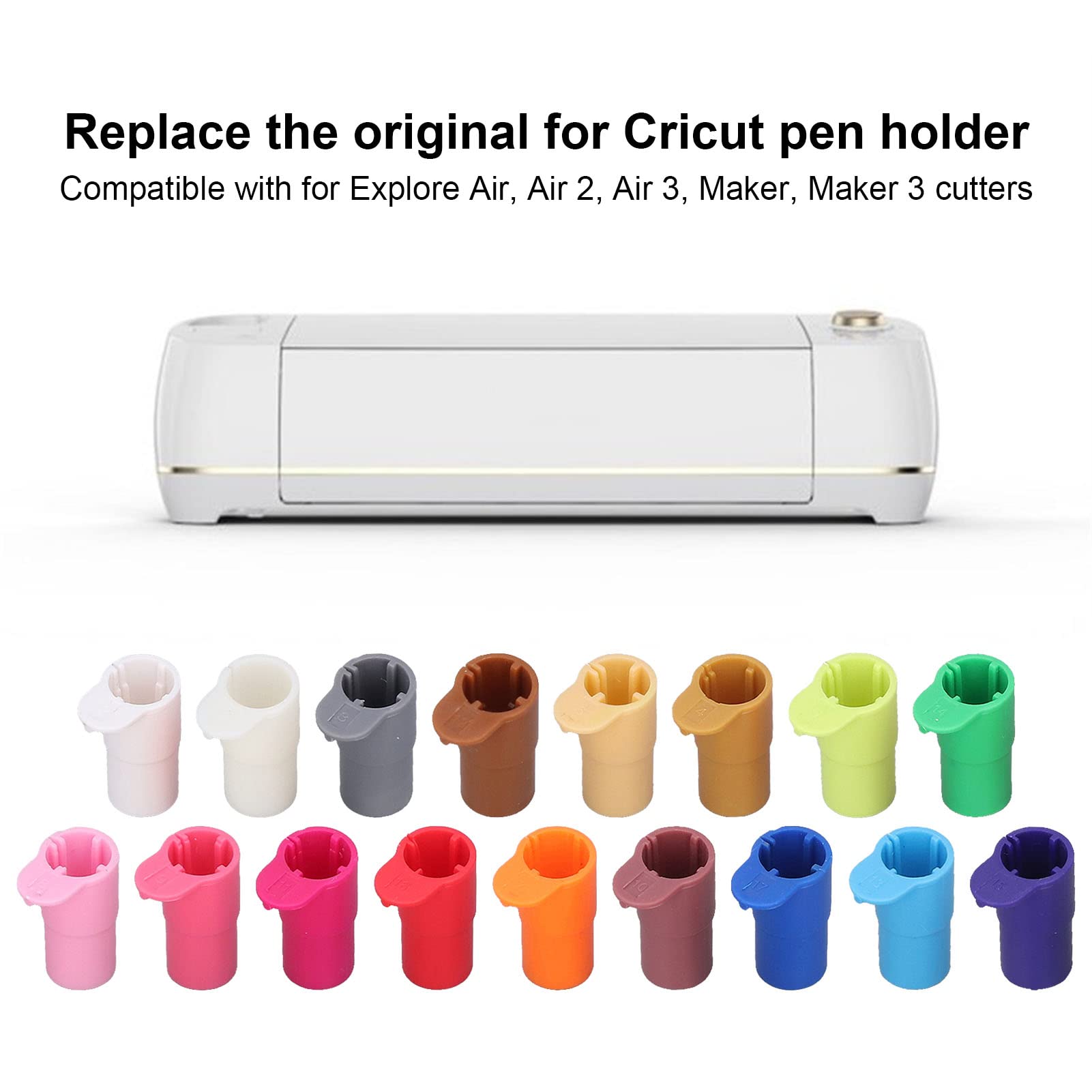 17Pcs Pen Adapter Set for Cricut, Colorful Pen Holders Replacement for Air 3 Air 2 Air Maker 3 Maker