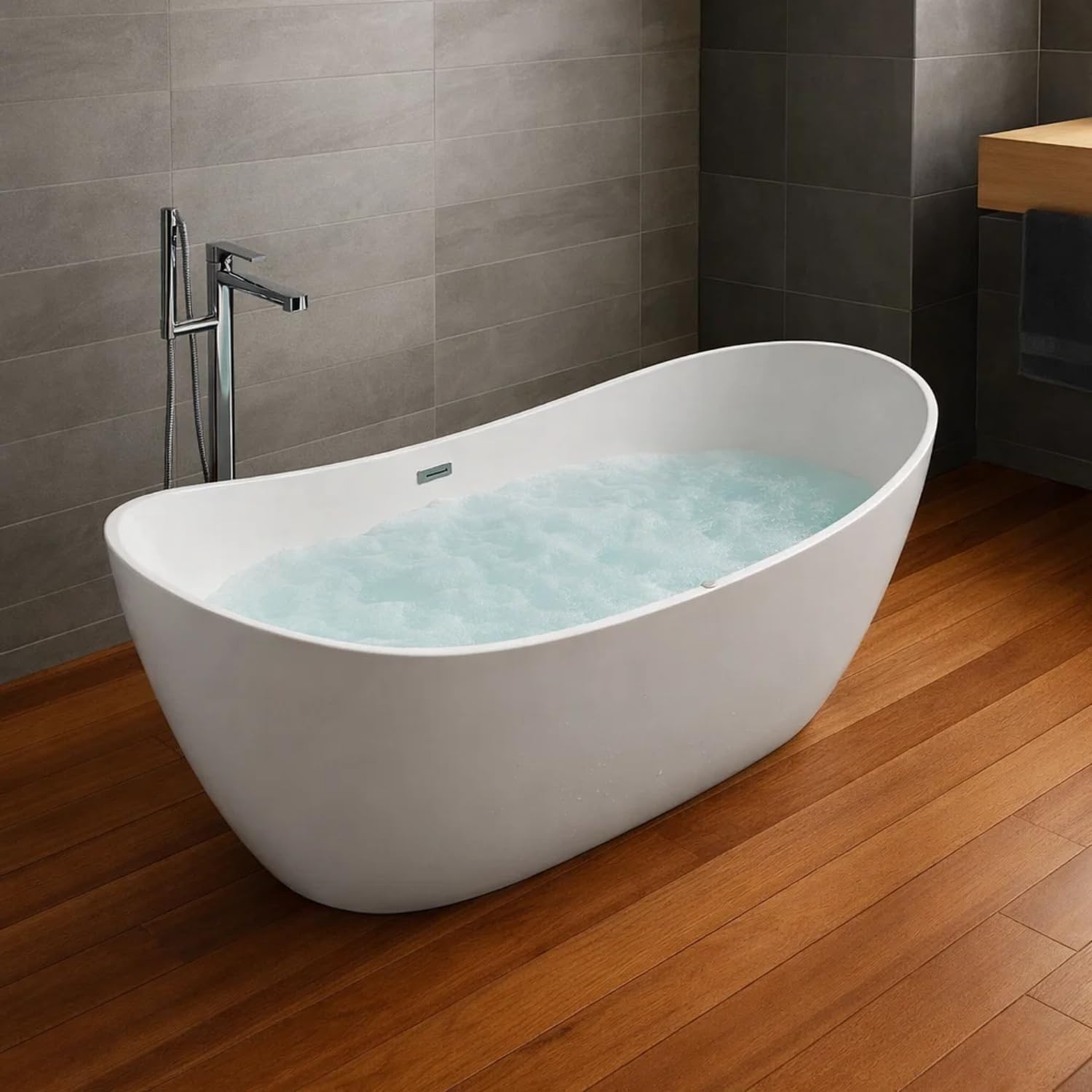 ZANZIBAR AIR Vasca Idromassaggio Freestanding in Acrilico, Bianco Lucido, 170 x 80 x 72 cm, 70 kg, 240 Litri