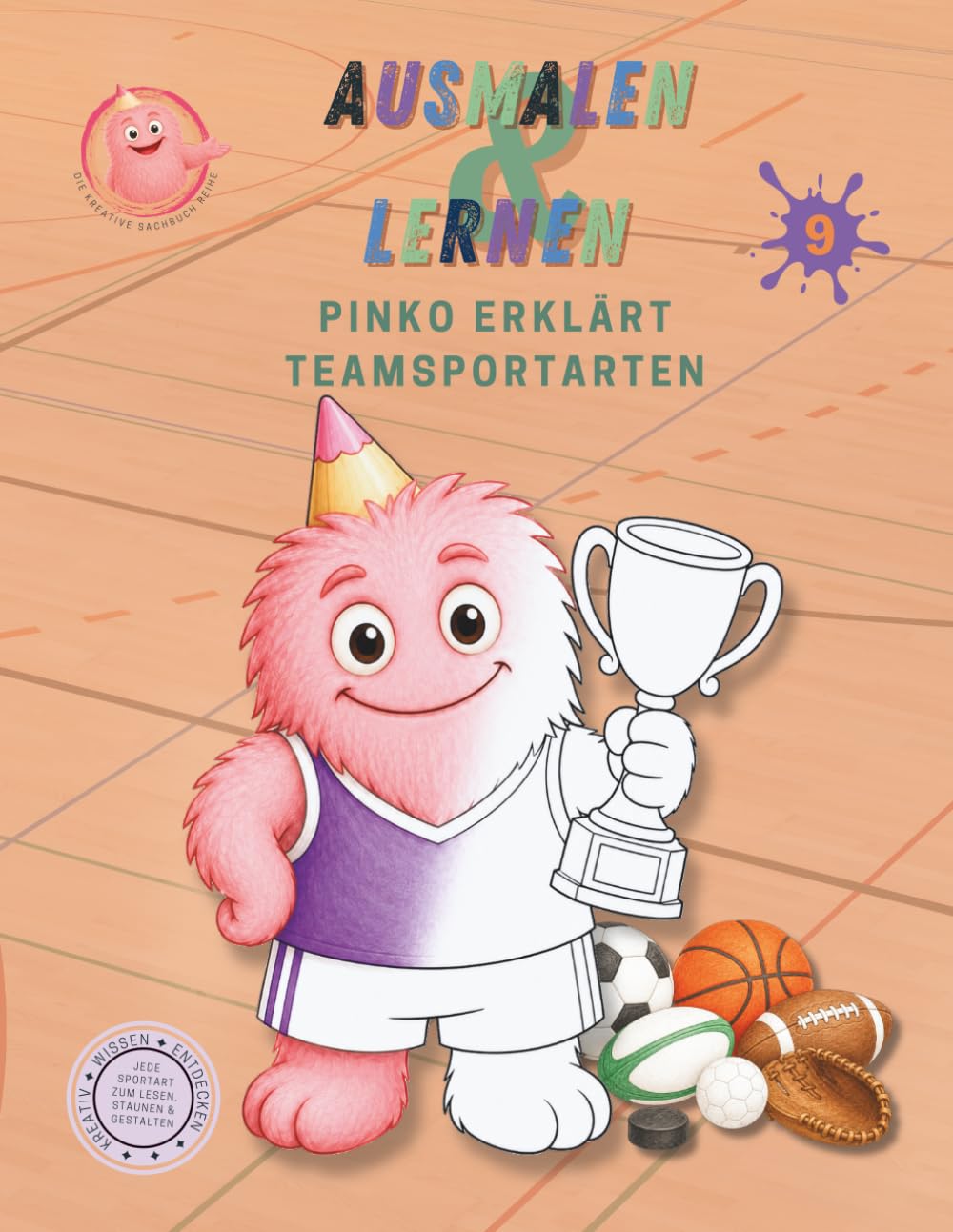 Ausmalen & Lernen: Pinko erklärt Teamsportarten