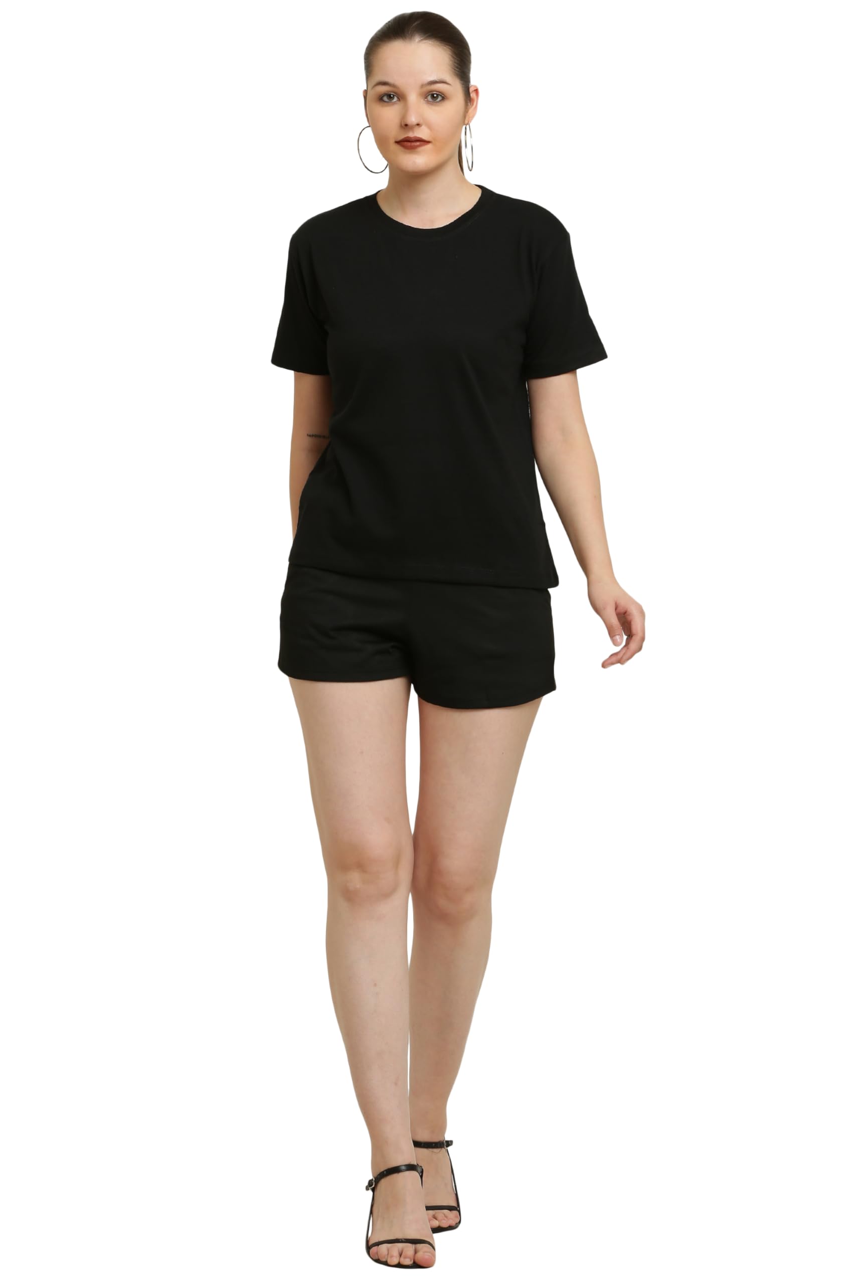 CANIDAE Women's Solid Regular Fit T-Shirt and Shorts Set | Nightwear | Small-10XL |-image-34