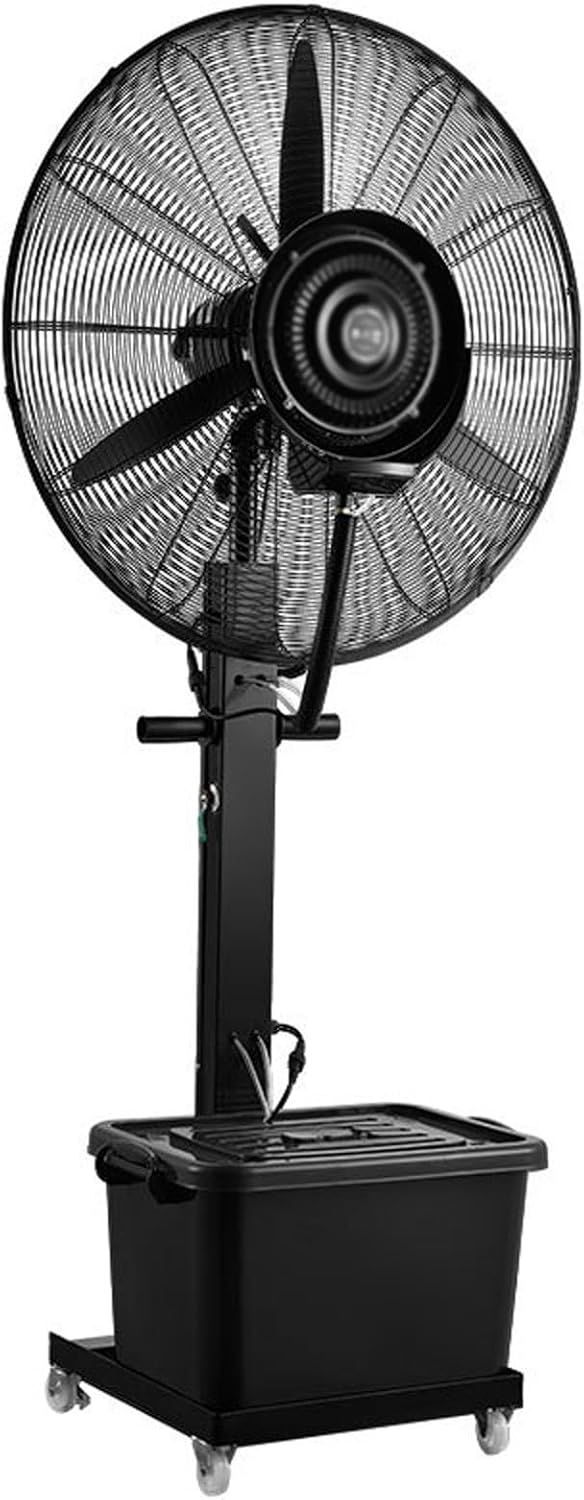Industrial Pedestal Fan Commercial Pedestal Misting Fan 3 Cooling Speeds Moving Outdoor Adjustable Height for Patio, Warehouse, Commercial & Residential(32in/81cm)