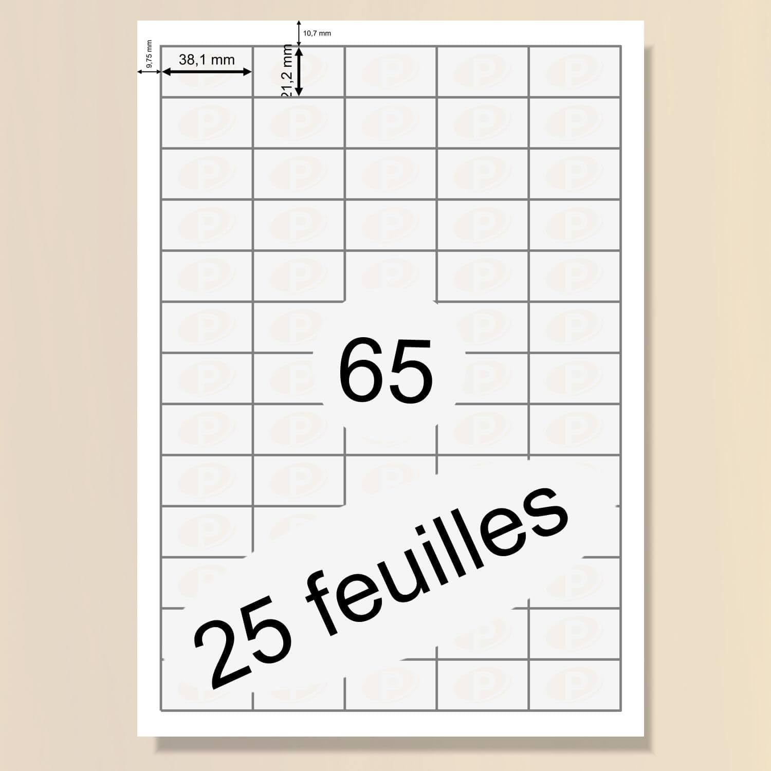 Étiquettes Autocollantes Printation 38.1x21.2mm - 25 Feuilles A4 1625 Étiquettes | Laser/Encre