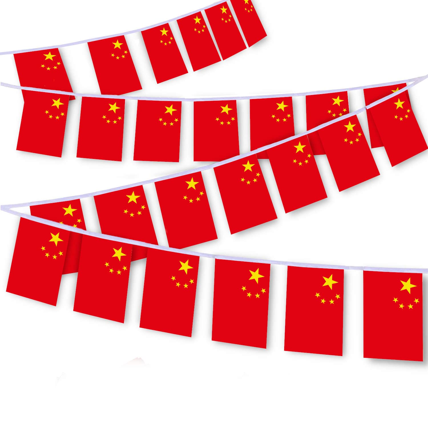 MacLand 30 PCS China Flag String,32 FT Chinese Bunting,Decoration Banner for Outdoor Indoor Patio Yard Decor — image 1
