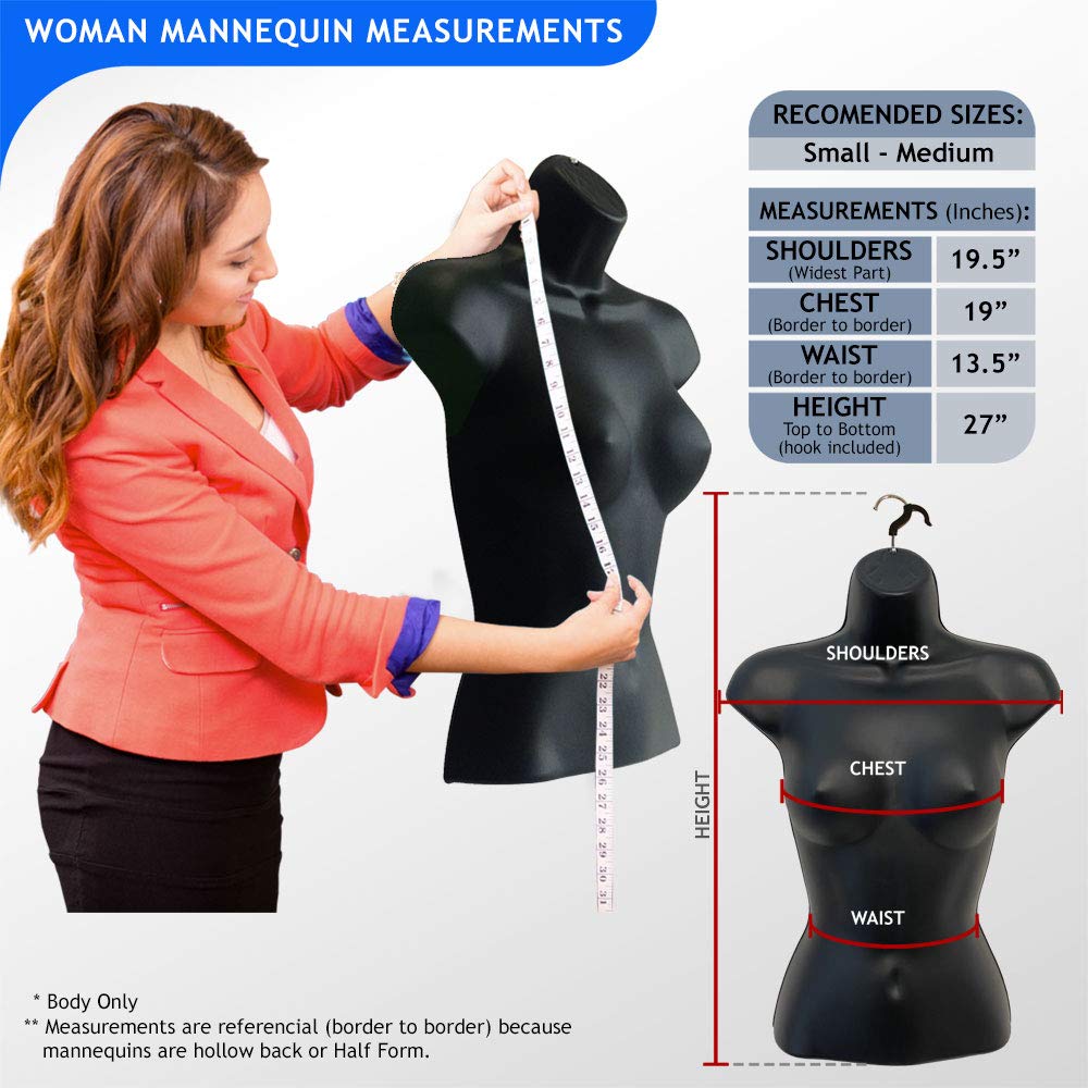 Buy 3Pack Female Mannequin Torso, Dress Form Hollow Back Body or T