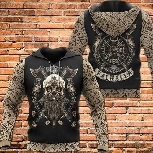 Viking Beard Valhalla, sudadera con capucha con estampado 3D, regalo para aniversario, día de la madre, día del padre, cumpleaños, fabricado en EE.