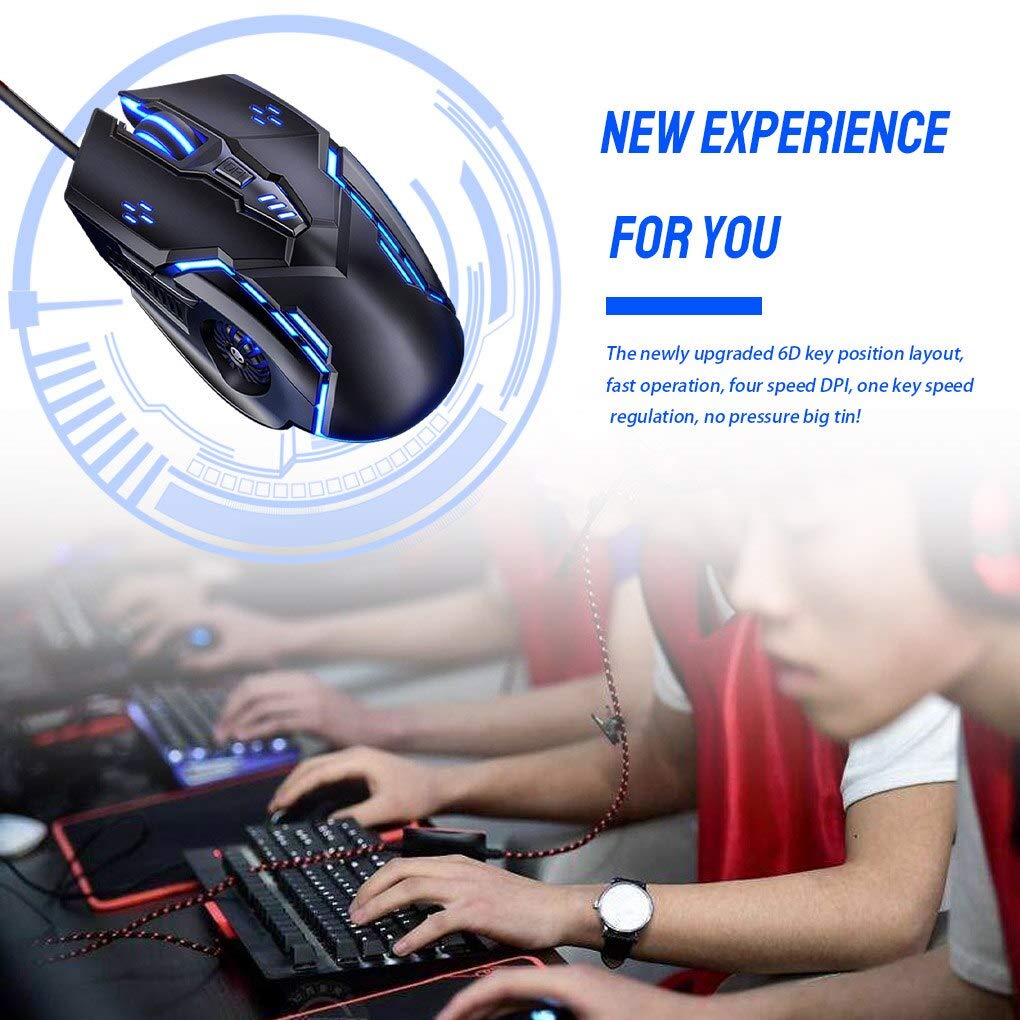 Mouse da gioco regolabile cablato mouse ottico 6D 4 velocità DPI RGB gaming mouse 7 - colore retroilluminato mouse silenzioso per il computer portatile n ° 4