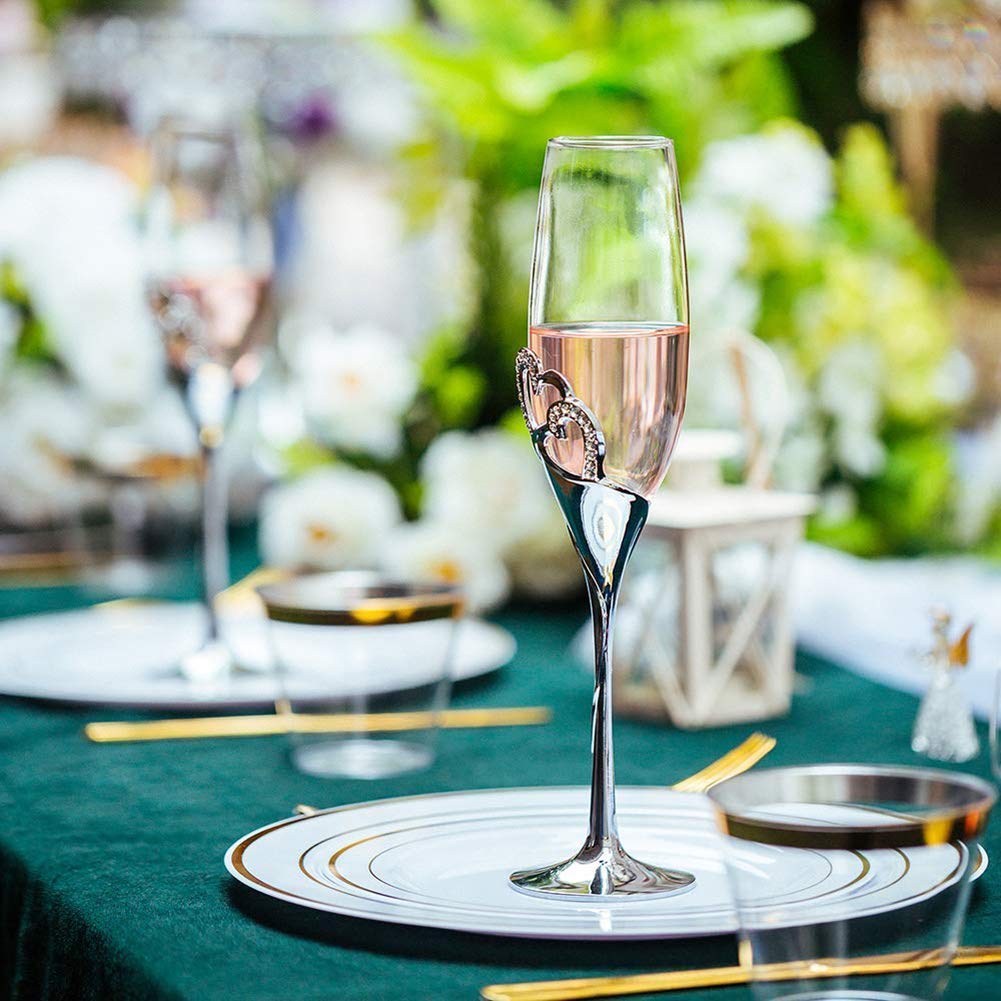 Amazon｜2ピースクリエイティブシャンパングラスセット、ウェディング