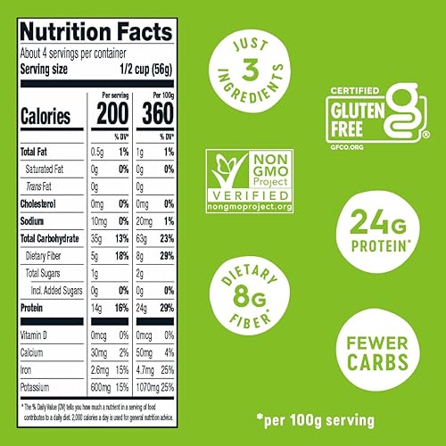 Miniatura 6 de Veggiecraft Farms Pasta de codo  Nueva receta mejorada  Pasta proteica, pasta de coliflor con lentejas y guisantes, fideos proteicos, sin gluten, 8