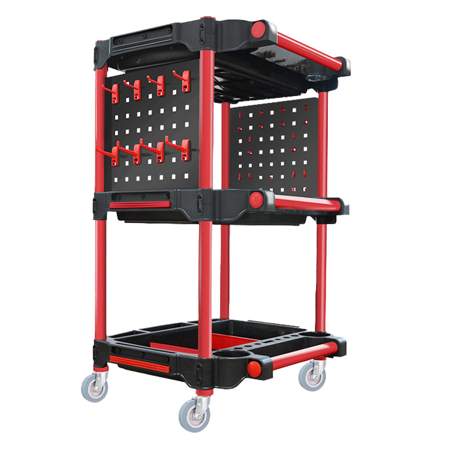 Utilidad Auto Detalle Herramienta Cart Organizer, 3 capas multifunción de plástico lavado de coches carrito detalle con ganchos, clips de rodillos, cierres de , para detallistas garaje, taller