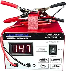 Carregador de Bateria Automotivo 12v 10ah Flutuante Cv10 Carro Moto Carga Lenta e Rapida
