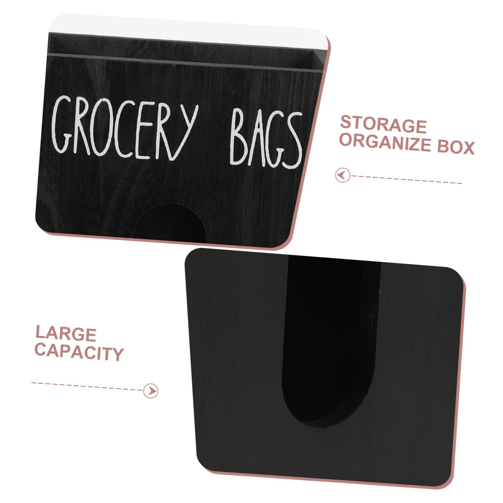 LABRIMP Dispensador De Bolsas De Basura De Madera Rústico Porta Bolsas De Basura Negro para Cocina Encimera Organizador De Almacenamiento