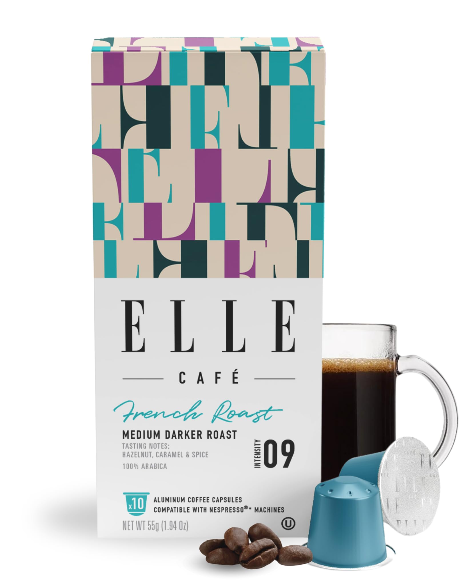 ELLE Cafe© French Roast Espresso Coffee Pods - 10 Count - Medium
