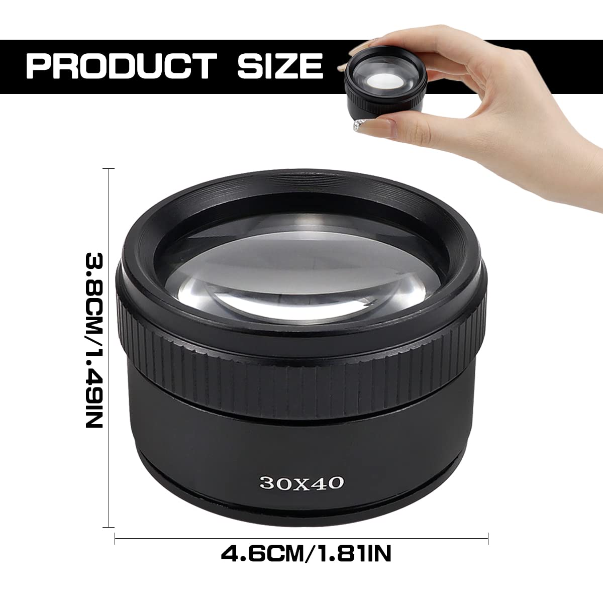 30X Professional Jewelry Magnifier, Optical Jewelry Magnifier Magnifying Loupe Eye Circuit Board Magnifier Jeweler Inspection Tool for Jewelry Watch