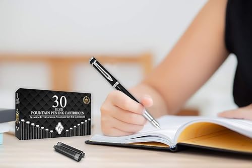 Miniatura 7 de Wordsworth & Black Juego de 30 cartuchos de tinta para pluma estilográfica, tamaño estándar internacional, longitud APPR 2.04 pulgadas, diámetro de