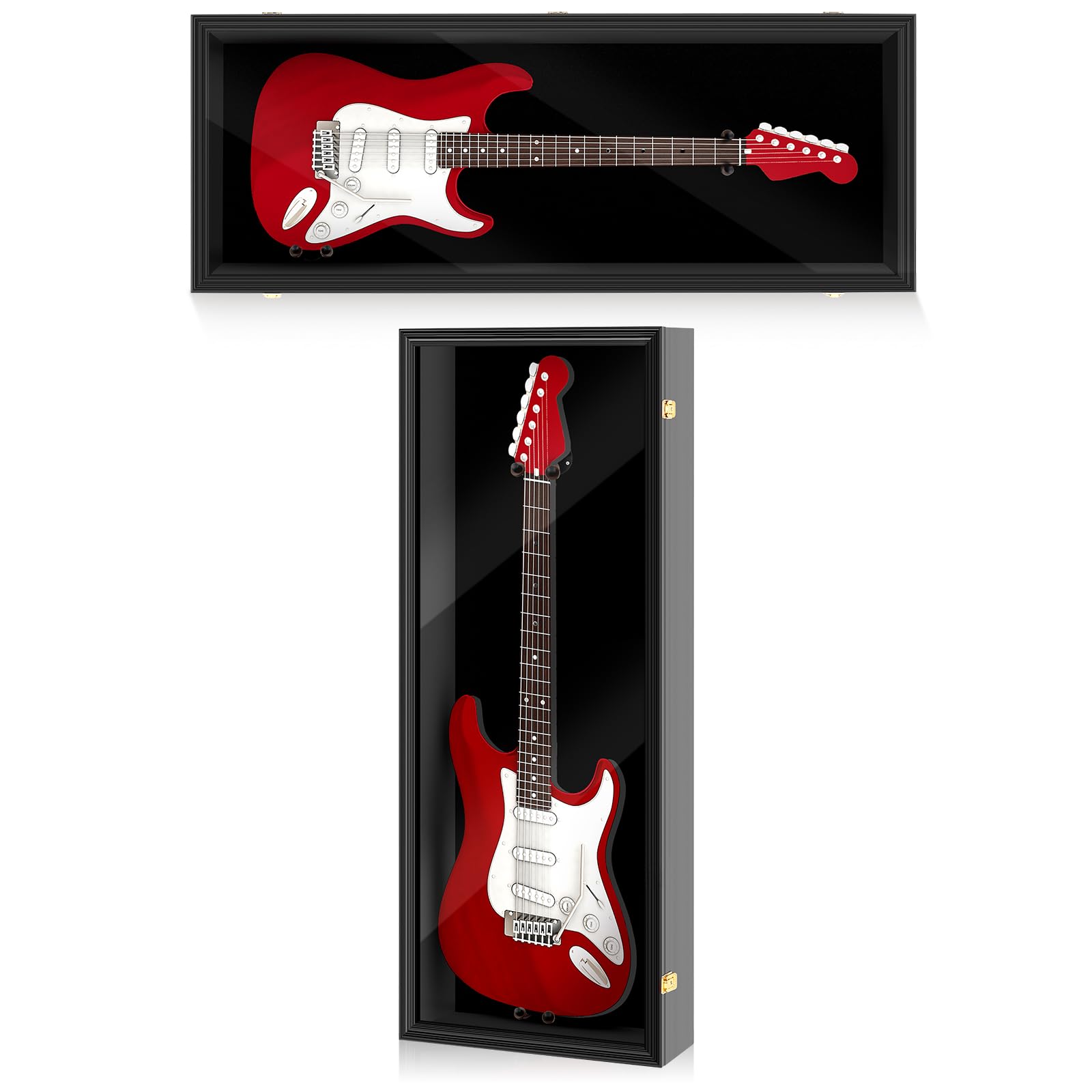 Photo 1 of [Case Frame has major damaged] Cinnvoice Guitar Display Case Wall Mount, Black, 44''