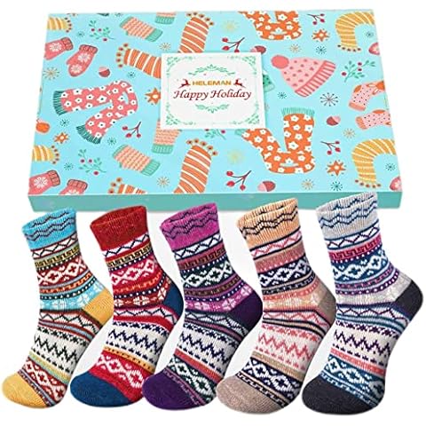 Gifts for Women Thermal Socks - Nordic Socks Ladies Birthday Presents for Women Mum Teenage Girls Nanny Sister, Valentines Gifts for Her Women, Bed Socks Multipack Thick Socks Gift Set Fairisle Socks Cover