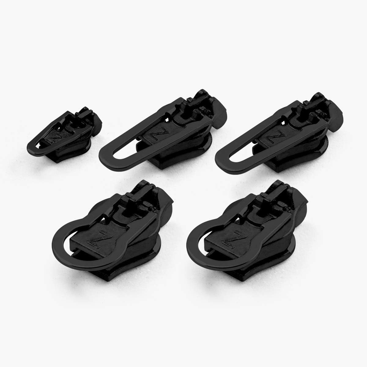 ZlideOn Zipper Pull Replacement 5pcs, Black, Normal Instant Zipper