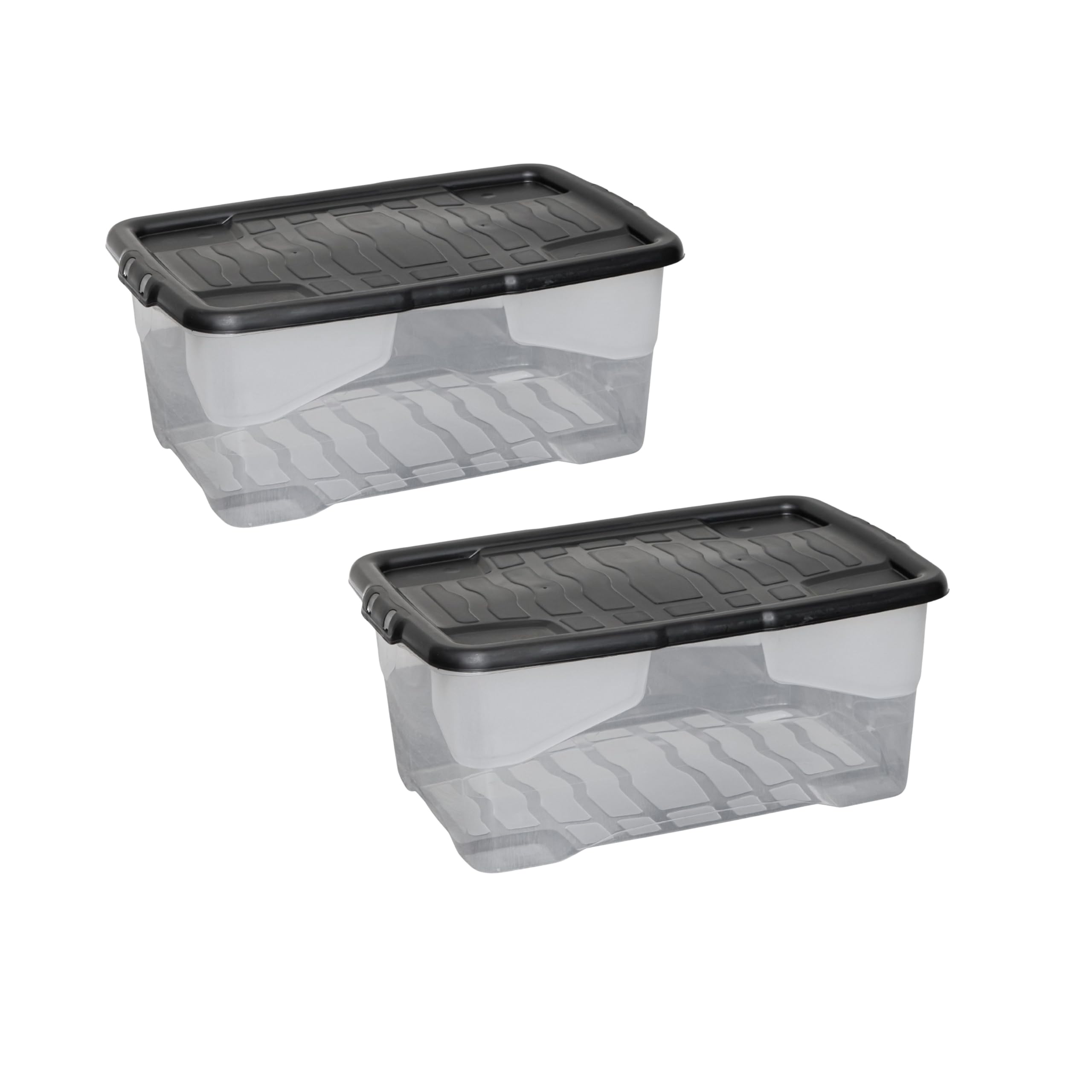 Samuel ALEXANDER 42L Clear Storage Box with Black Lid, Stackable and Nestable Design Storage Solution (2)