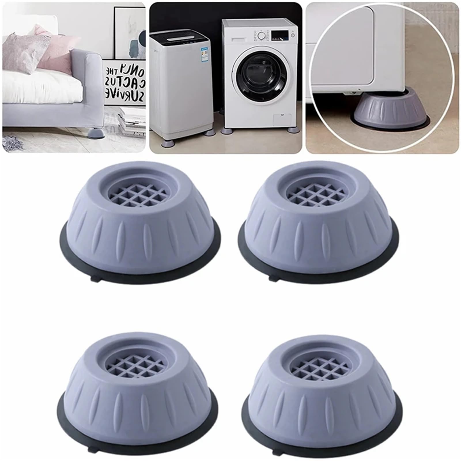Piedini antiscivolo per lavatrice, 4 pezzi, tappetini antiscivolo per frigoriferi ed elettrodomestici, antivibrazione per cucina e bagno, protezioni per pavimenti
