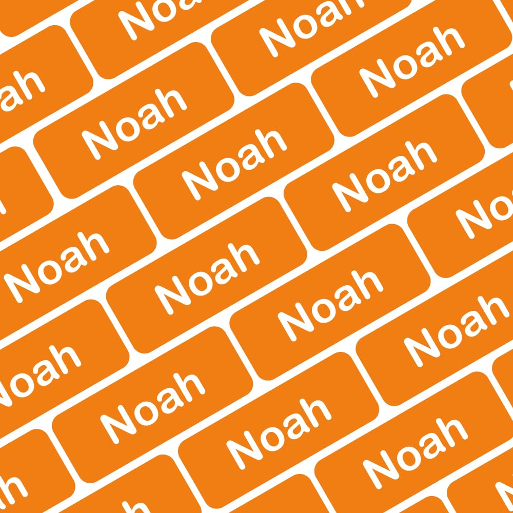 My Nametags® 175 Mini Name Stickers Pack | Personalised Small Labels for School Supplies Like Pens, Pencils, Markers & Other Stationery | Waterproof No-Iron Mini Tags for All Ages | Orange